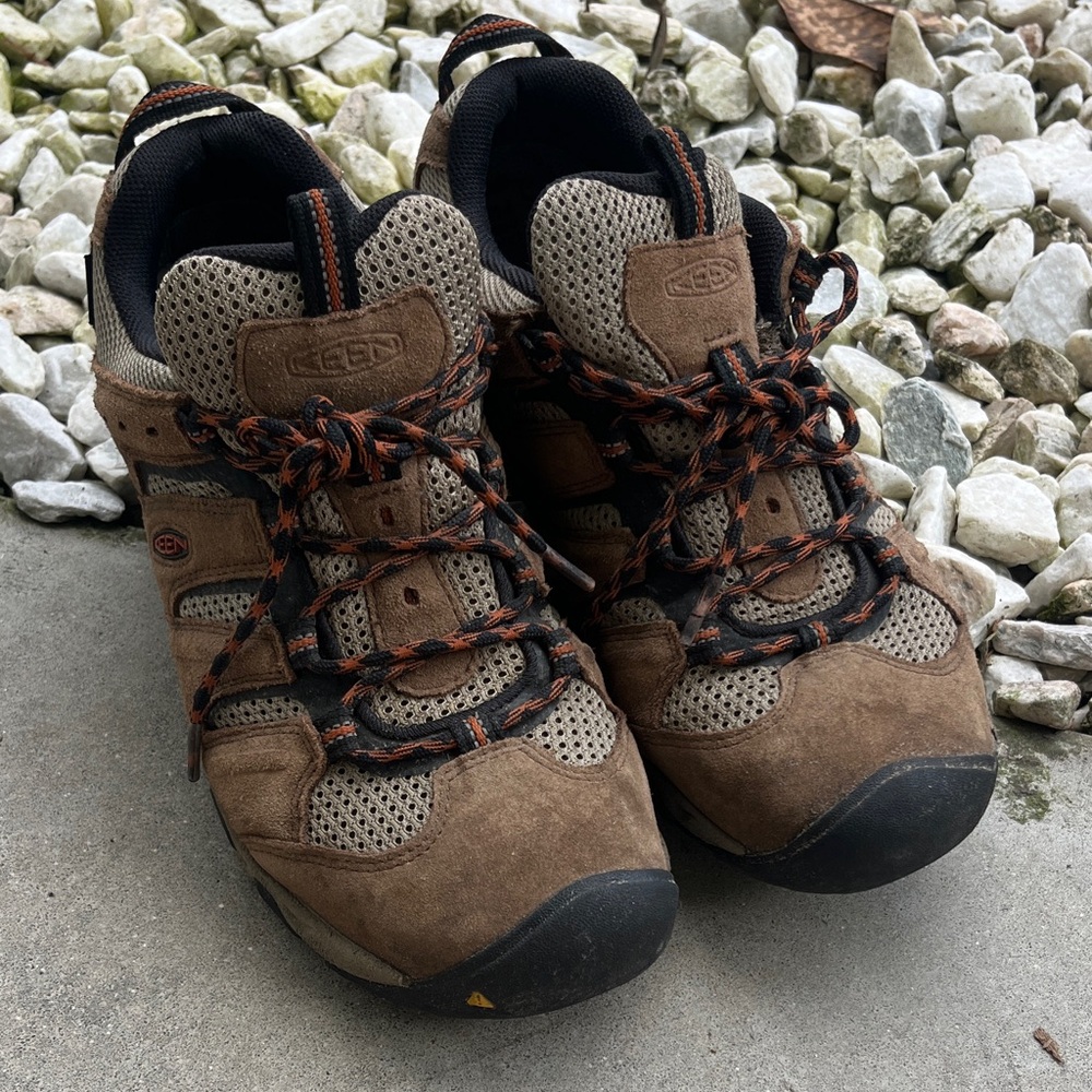 Keen Men's Brown and Tan Trail Athletic Shoes 9.5
